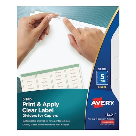 Avery Dennison Printable Index Dividers, 5 White Tabs, PK5 11421